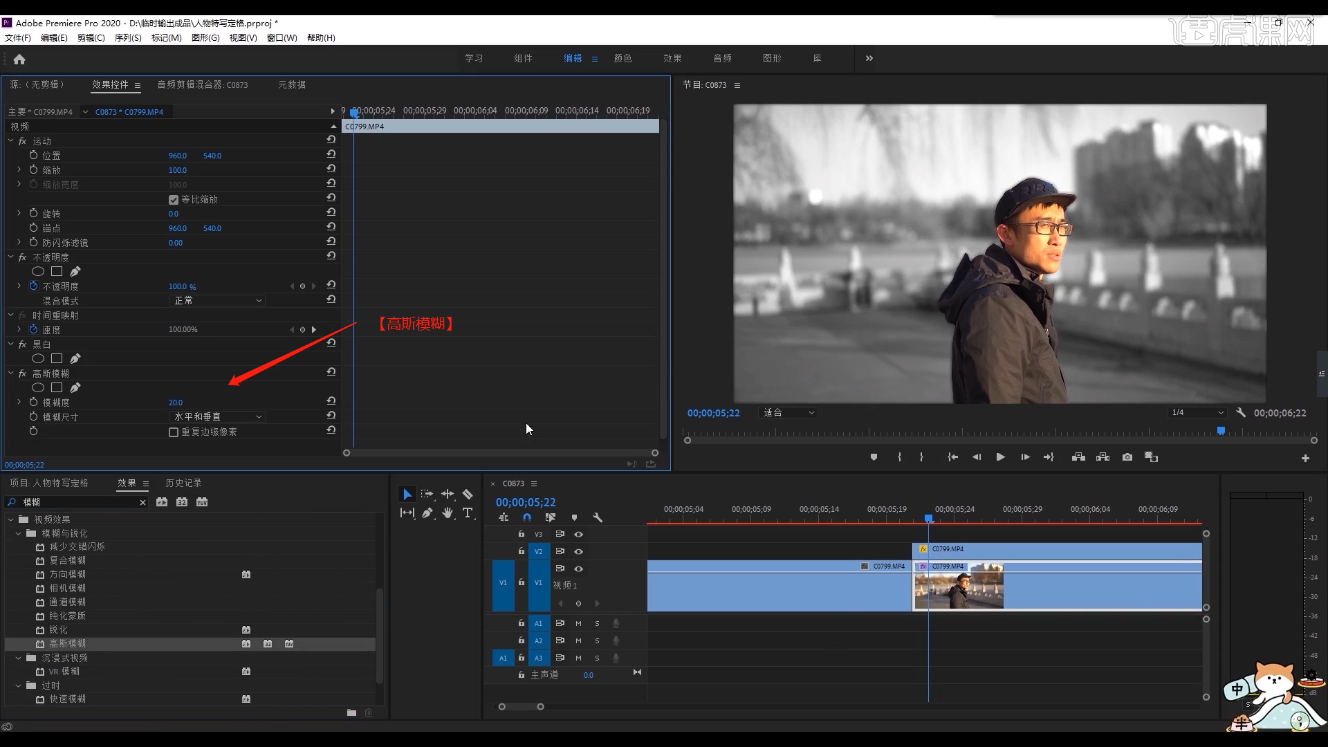pr综艺风人物出场定帧动画图文教程