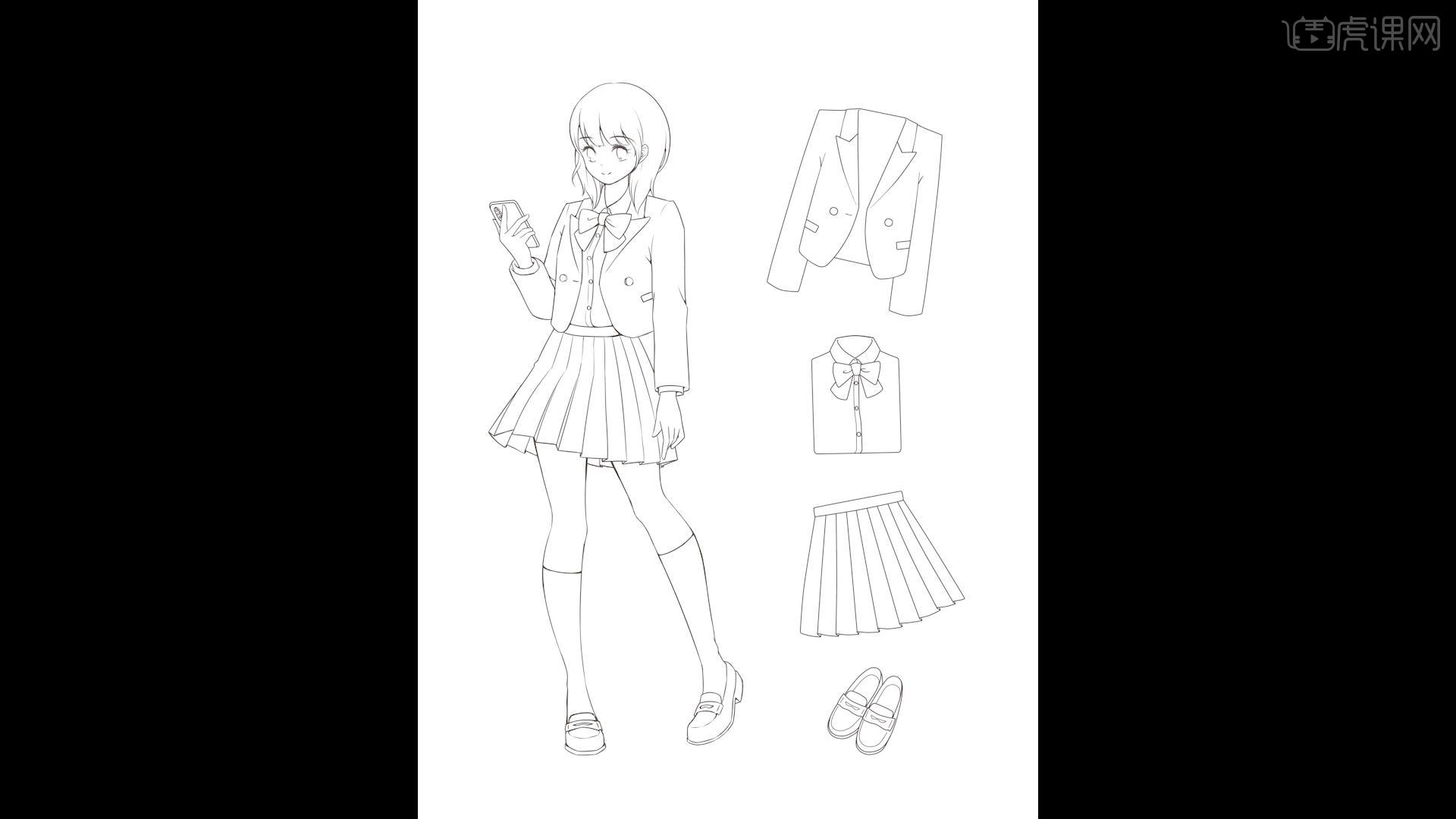 saijk制服穿搭漫画线稿图文教程