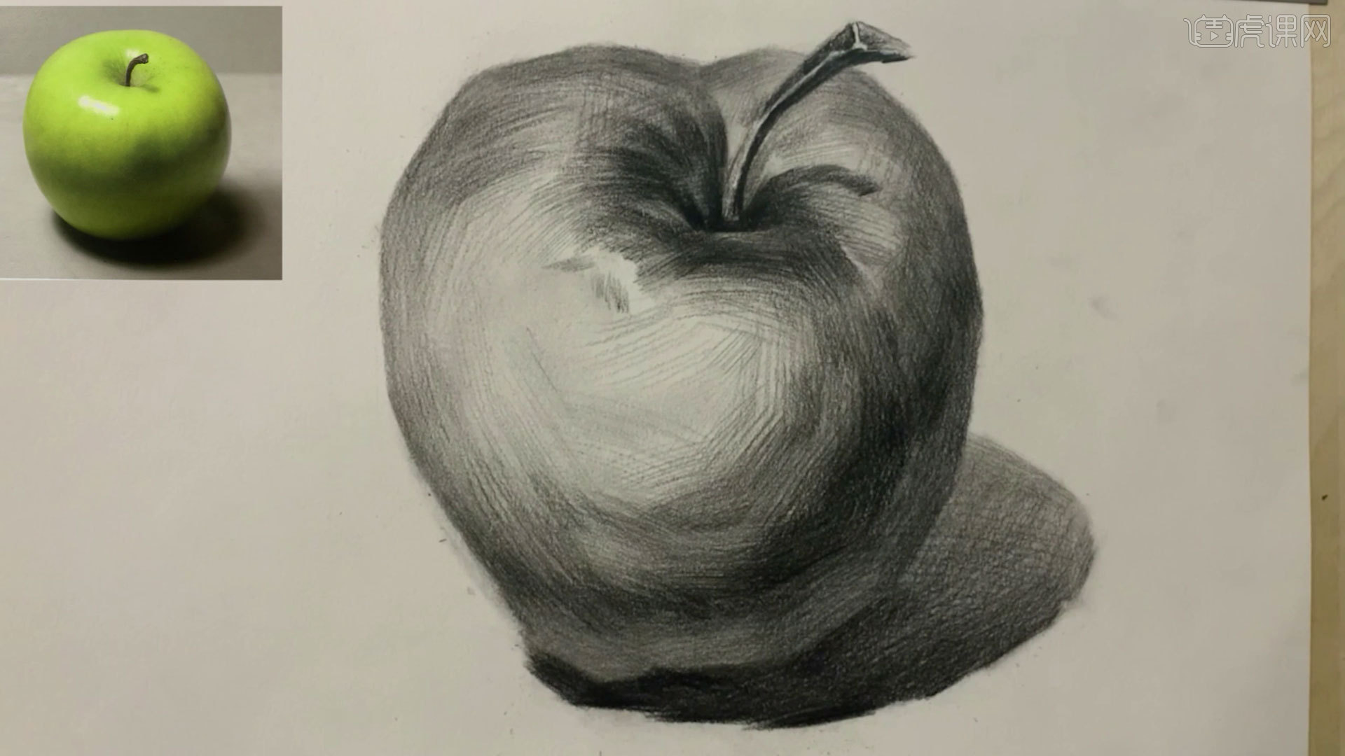 如何绘画素描苹果,素描苹果的凹槽怎么画,素描怎么画苹果最简单_大山谷图库