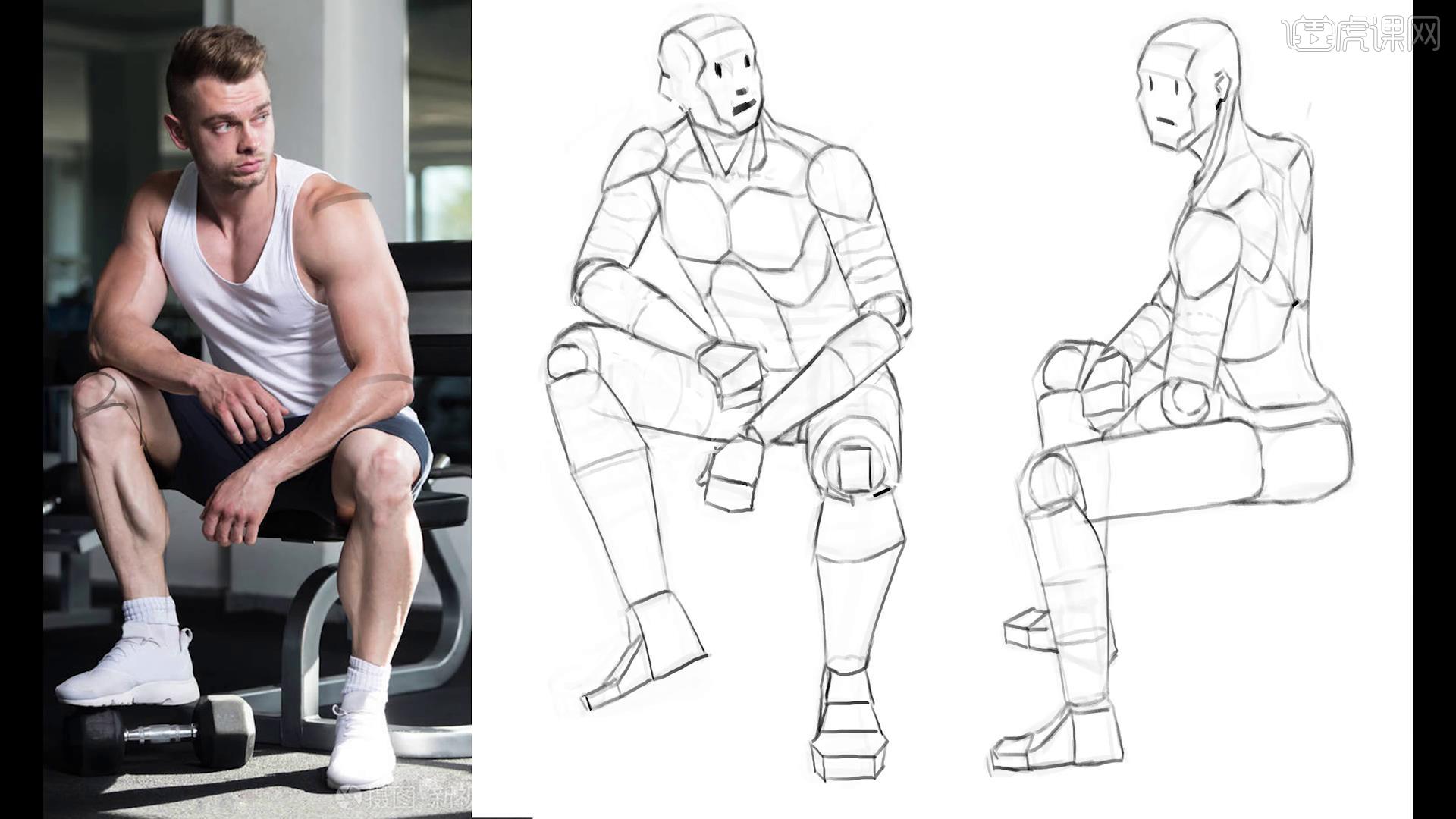 ps男人体坐姿从几何形体到人体基础篇图文教程
