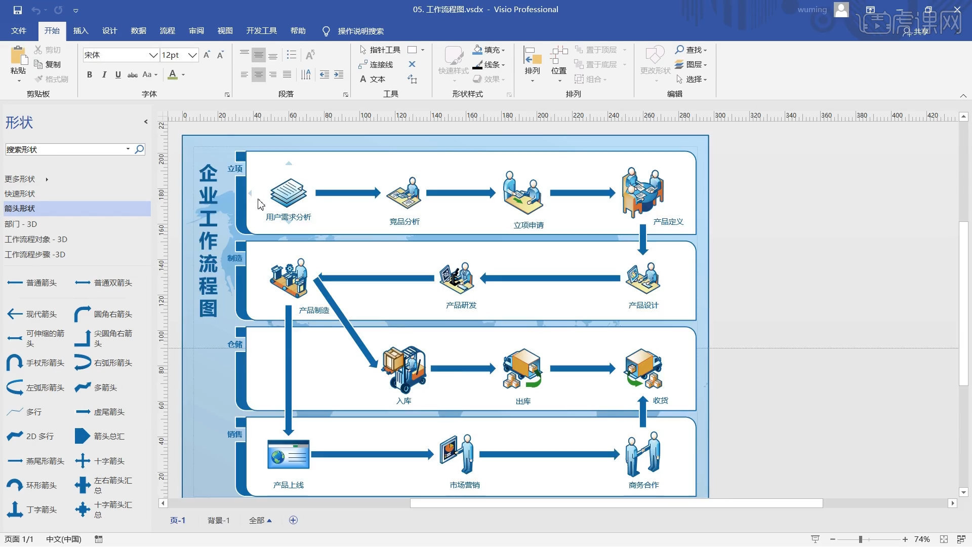 visio自定义设置visio2019商务绘图图文教程