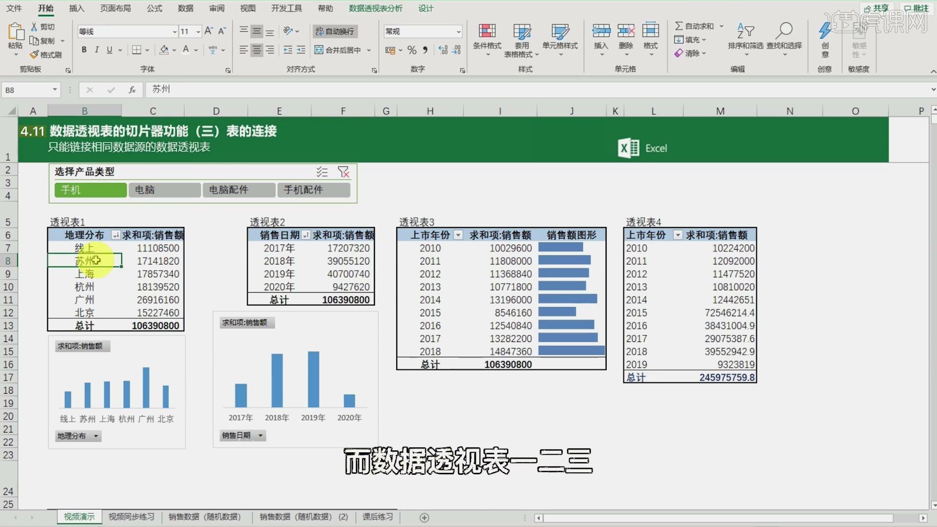 excel 切片器和透视图图片