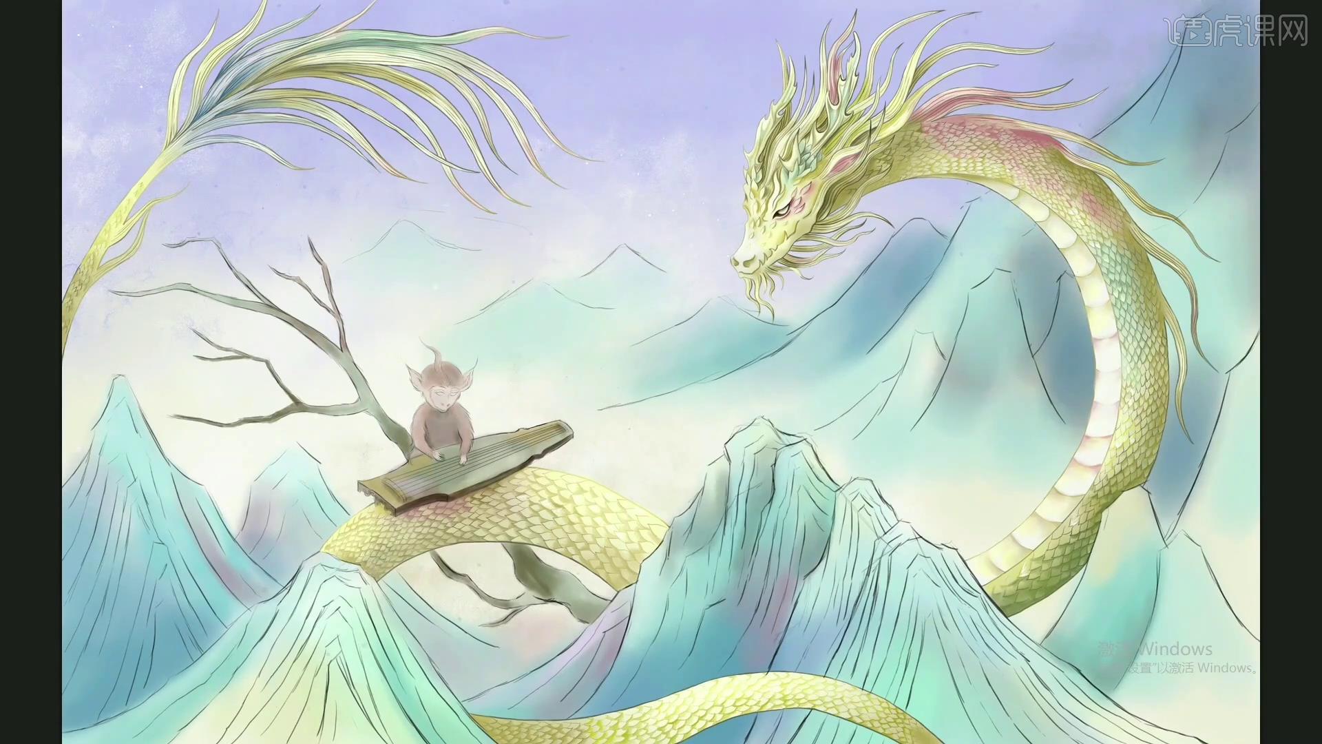 ps-板绘-中国古代神话系列插画囚牛形象刻画1图文教程