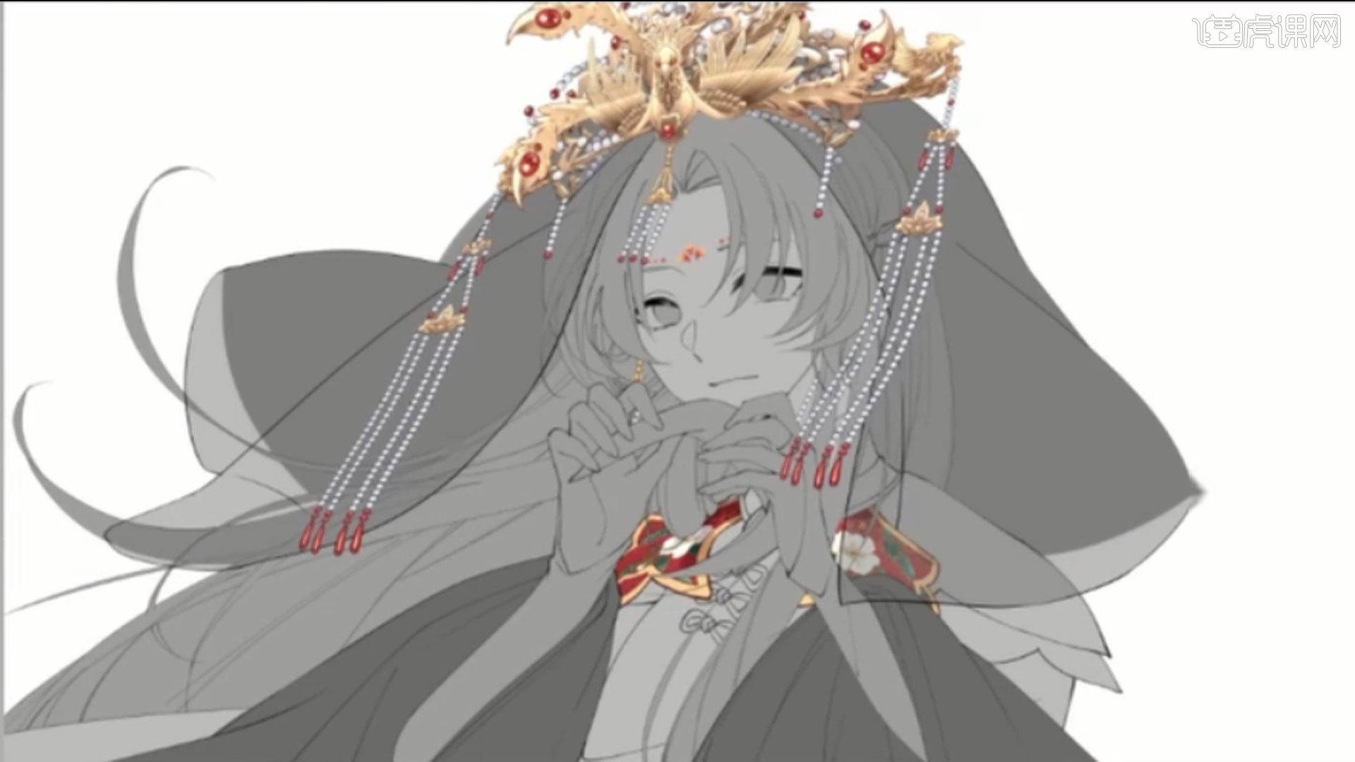 sai-板绘-古风二次元《东宫-红衣》01图文教程