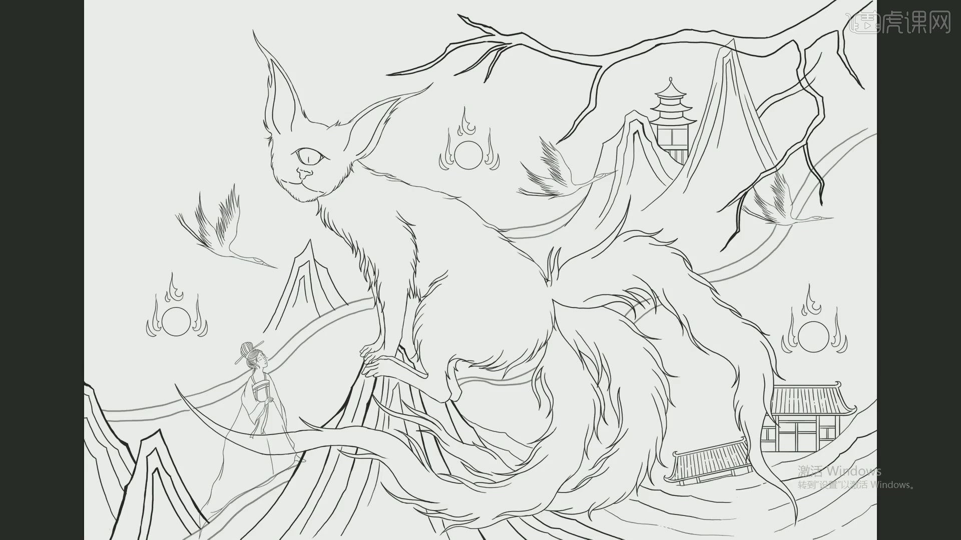 ps-板绘-山海经系列讙插画线稿篇图文教程