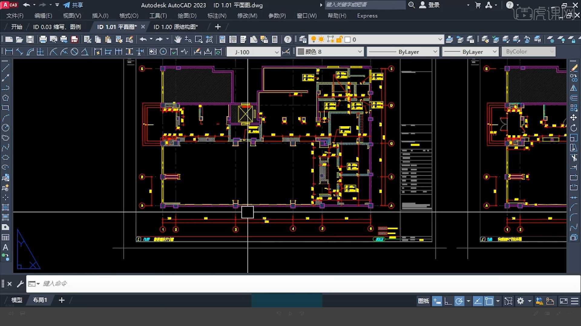 CAD-复古餐饮平面系统图-工装施工图绘制 - 室内设计教程_AutoCAD(2023) - 虎课网