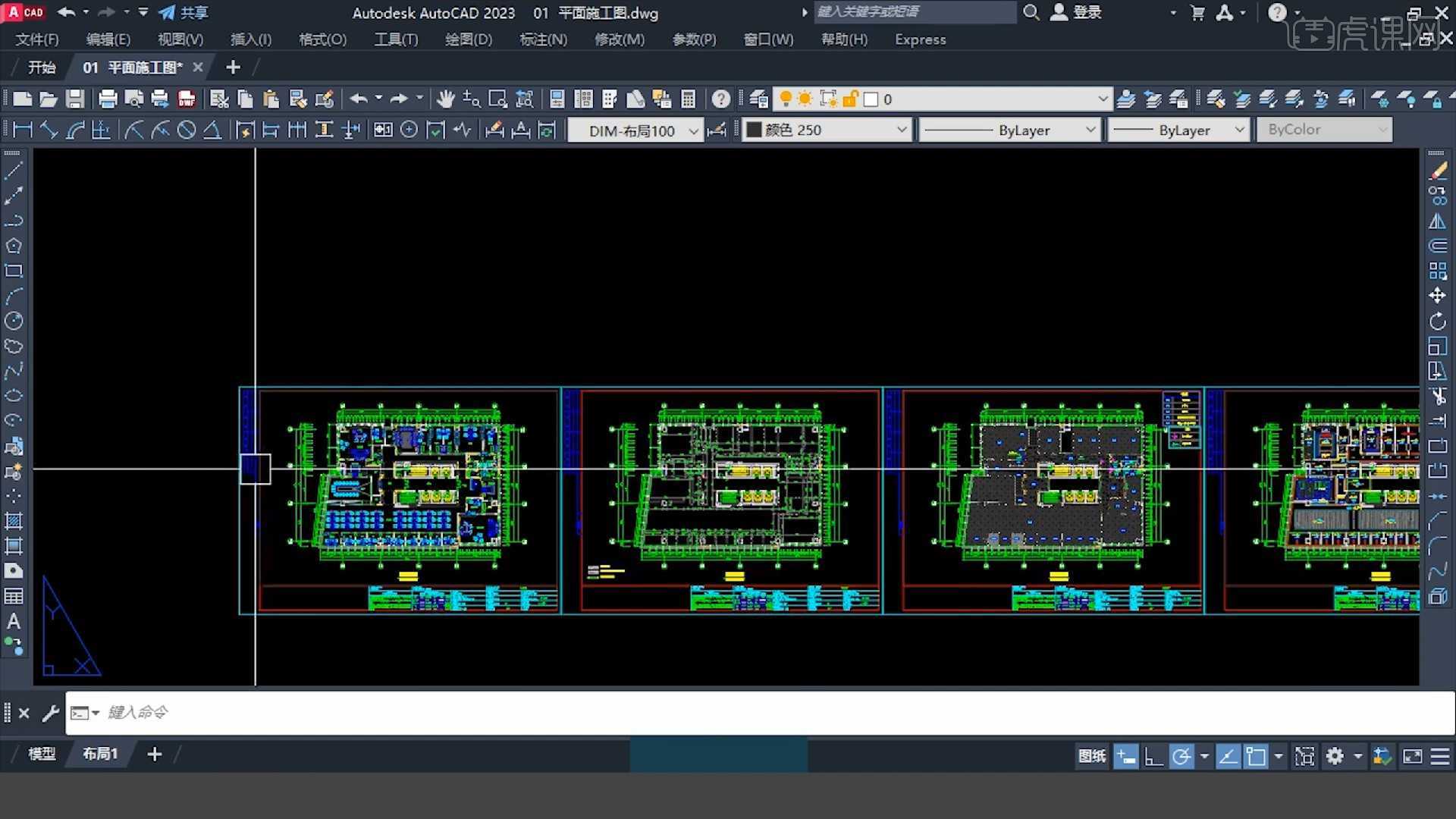 CAD(2023)-办公空间平面方案设计-工装施工图 - 室内设计教程_AutoCAD(2023) - 虎课网