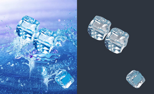 PS-通道抠图-透明冰块和水