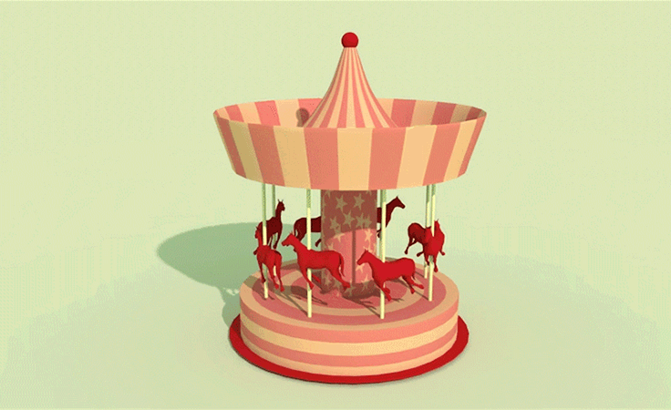 c4d-旋转木马建模与动效