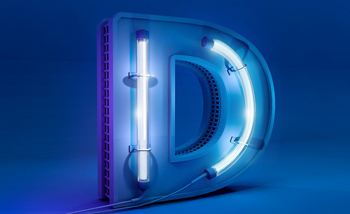 C4D PS-立体字霓虹灯特效字设计