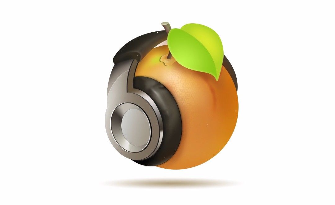 PS-鼠绘-听音乐的橙子