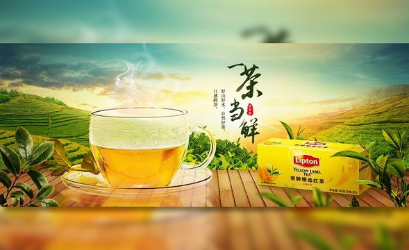 PS-清新茶品合成广告海报