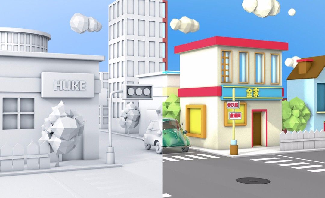 c4d-卡通城市生活街景制作(上集)-建模