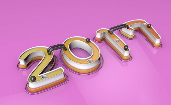 C4D+PS-粉嫩弹珠字2017建模及渲染