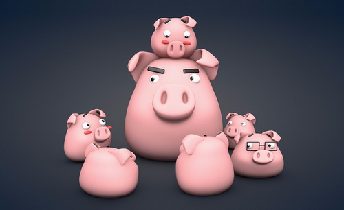 C4D-小猪家族卡通建模及渲染