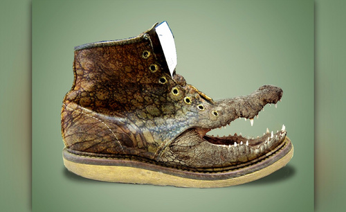 PS-鳄鱼皮鞋创意合成