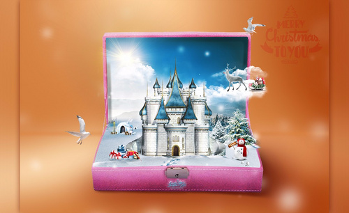 PS-粉红城堡-圣诞创意海报