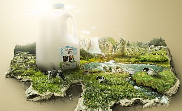 PS-牛奶创意-小景海报