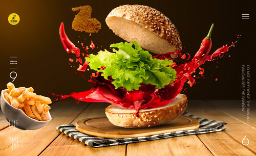 PS-香辣汉堡美食合成海报