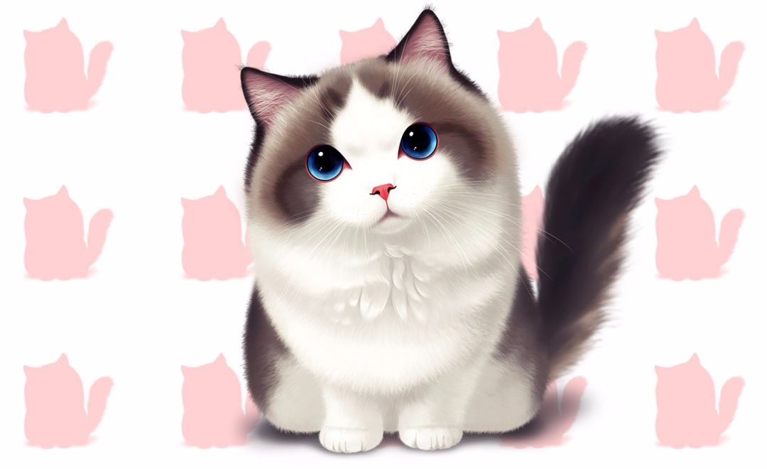 PS-板绘插画-写实布偶猫