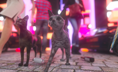 C4D-夜市里的猫-场景渲染