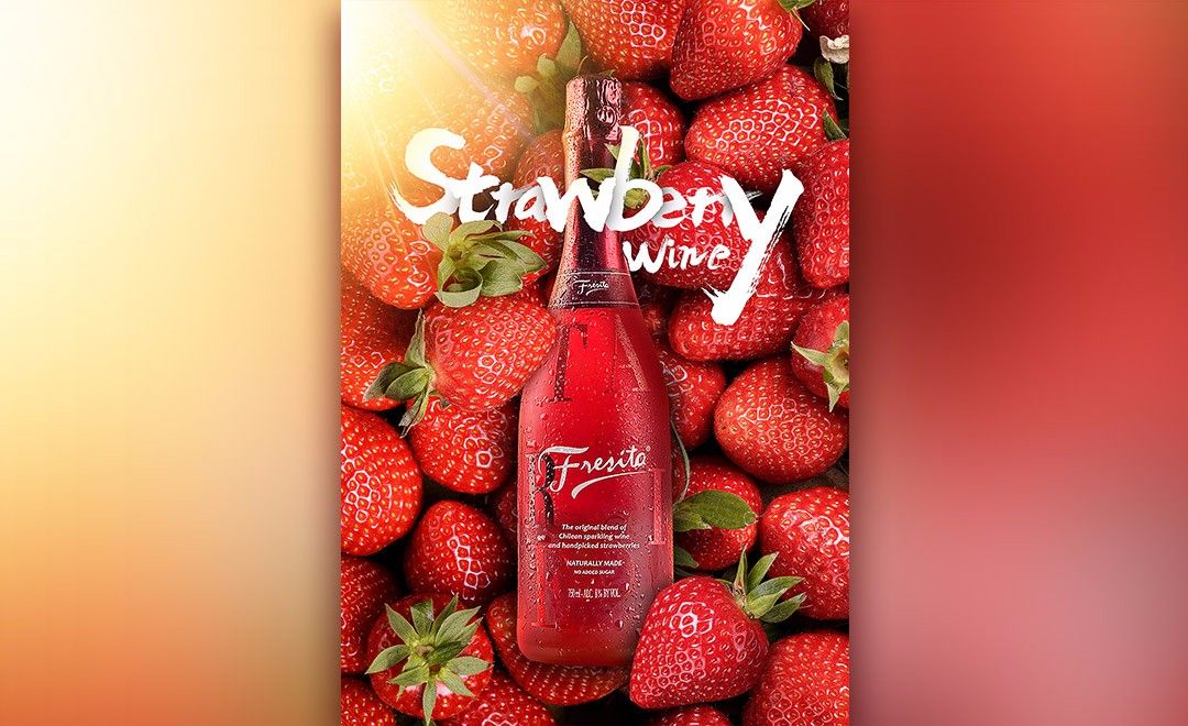 PS-美味草莓酒宣传海报制作