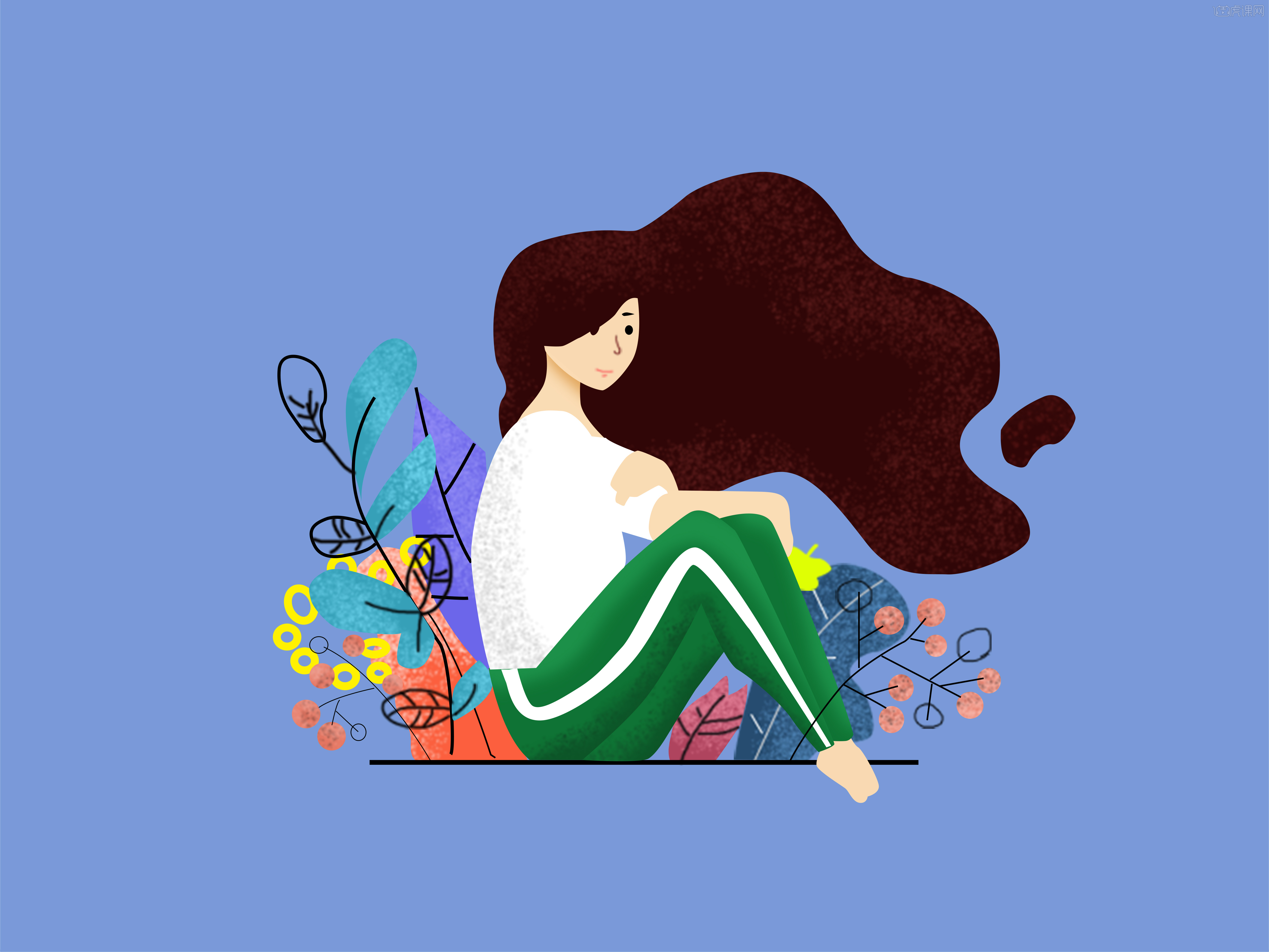 扁平肌理风格插画