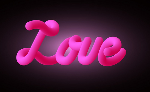 AI-情人节3D字体“LOVE”