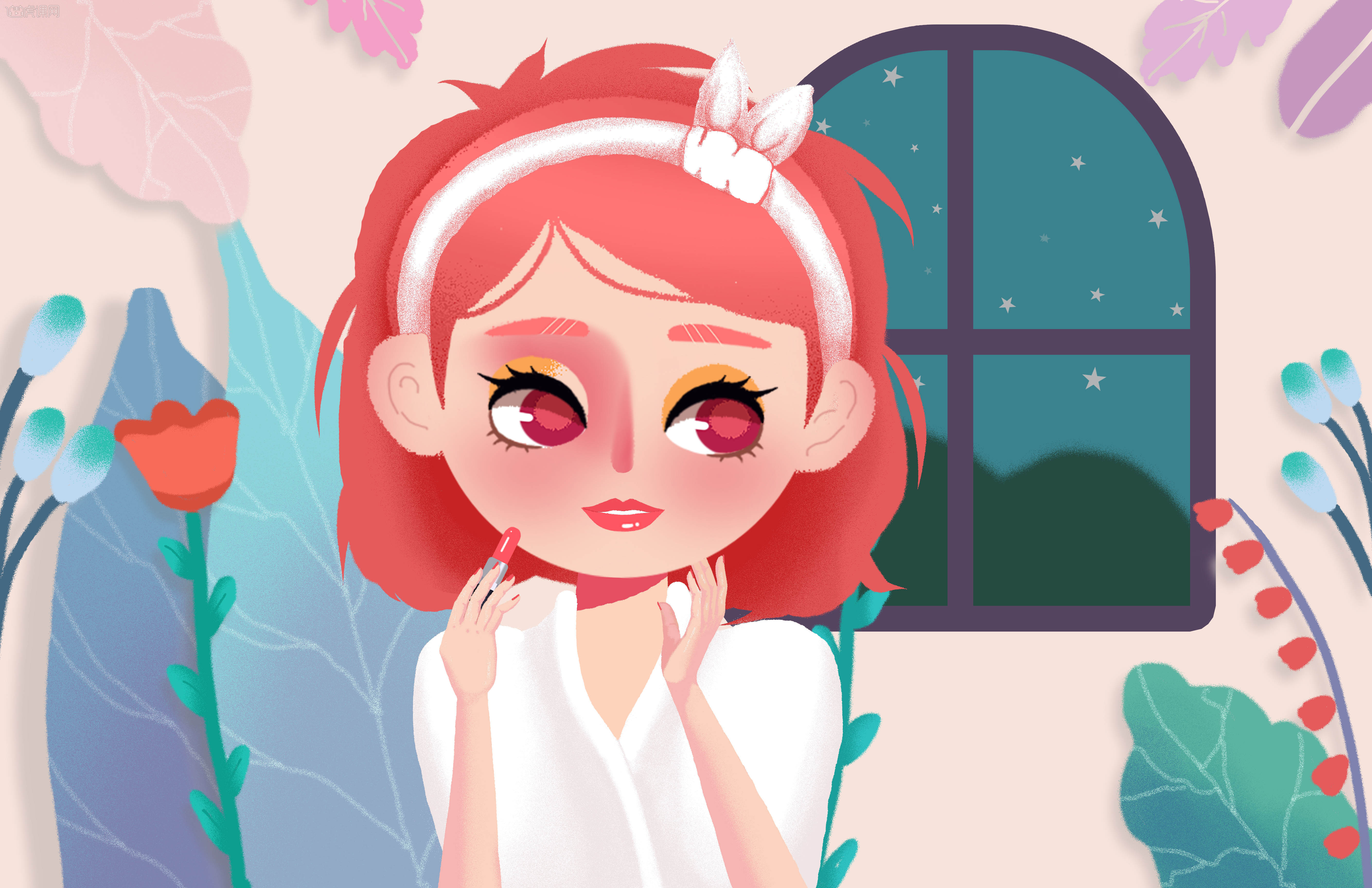 涂口红的羞羞少女