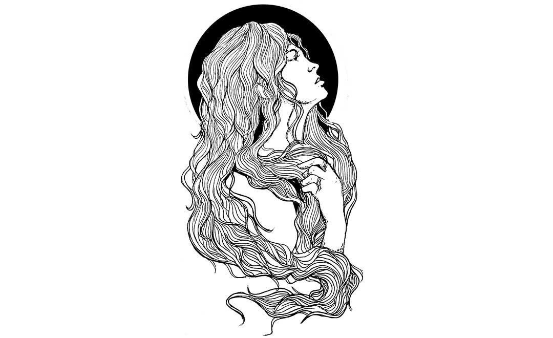 针管笔-线条的缠绕-人物手绘插画