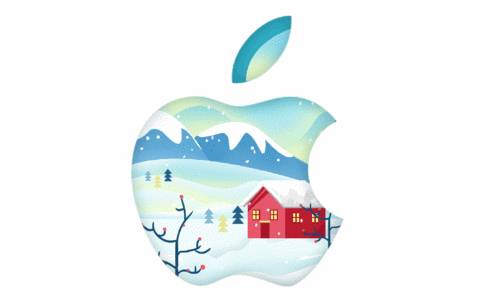 PS-板绘插画-苹果雪景动态插画