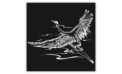 高光笔-花纹白鹤训练-黑白插画