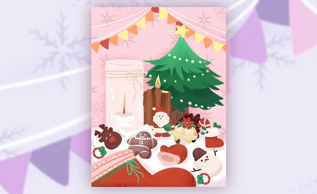 SAI-板绘插画-圣诞装饰与食物