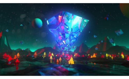 悬浮的裂变三角炫彩场景-三维动画