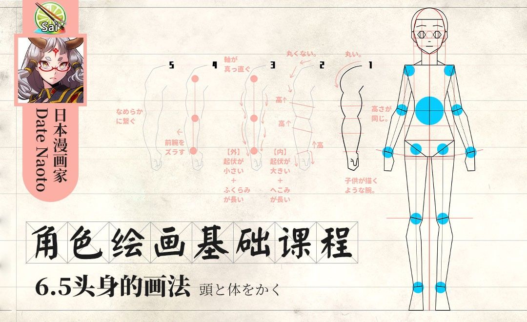 Sai 人物6 5头身的基础画法 海外教程教程 Sai Ver 2 虎课网