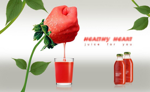 PS-新鲜压榨草莓汁-创意合成