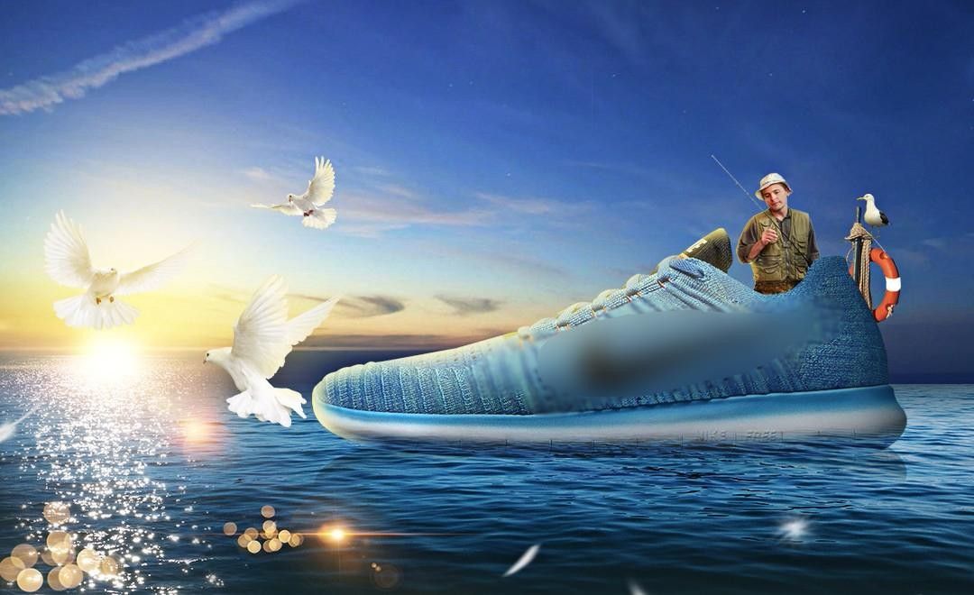 PS-海上运动鞋创意合成