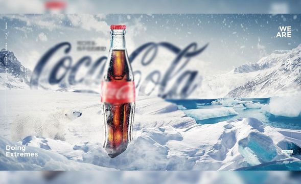 PS-冰雪场景瓶装可乐合成广告