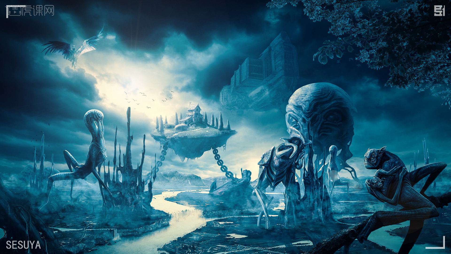 ps-奇异外星世界主题创意合成 外星入侵图像合成54