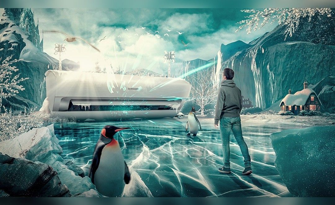 ps-品牌空调广告商业海报合成