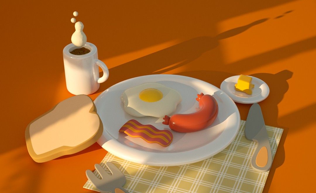 C4D-卡通早餐建模渲染