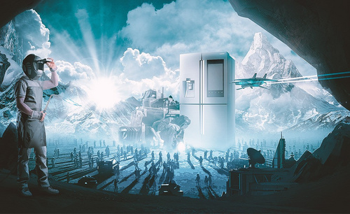 PS-工业风冰箱广告合成海报