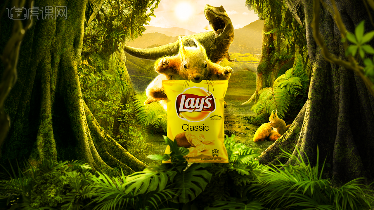ps-"土豆农场"薯片平面海报合成 零食        
