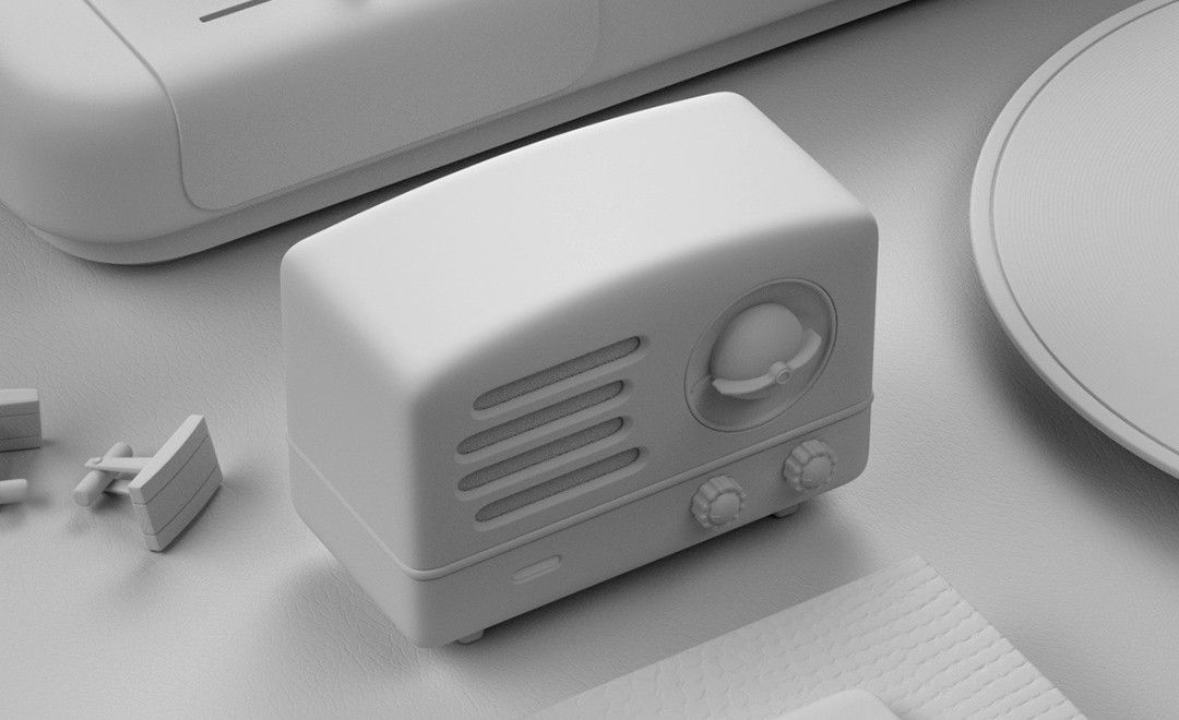 C4D+OC-黑色小音箱建模