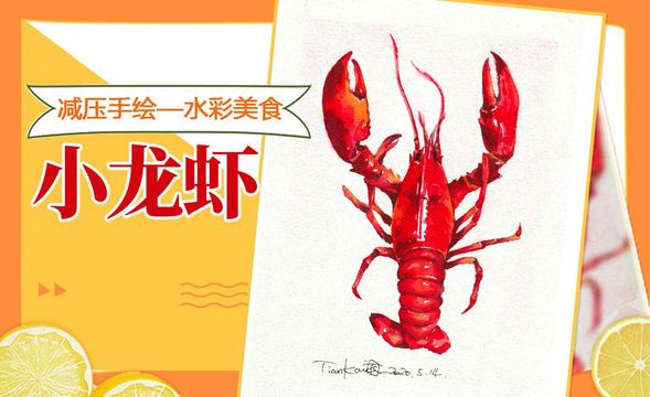 【减压手绘美食】水彩-小龙虾