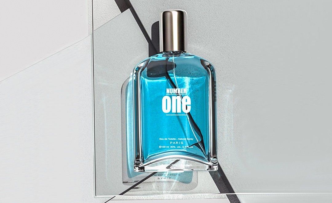 C4D+RS-蓝色海洋香水瓶产品渲染