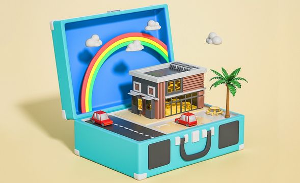 C4D+OC-创意卡通旅行箱咖啡馆（建模上）