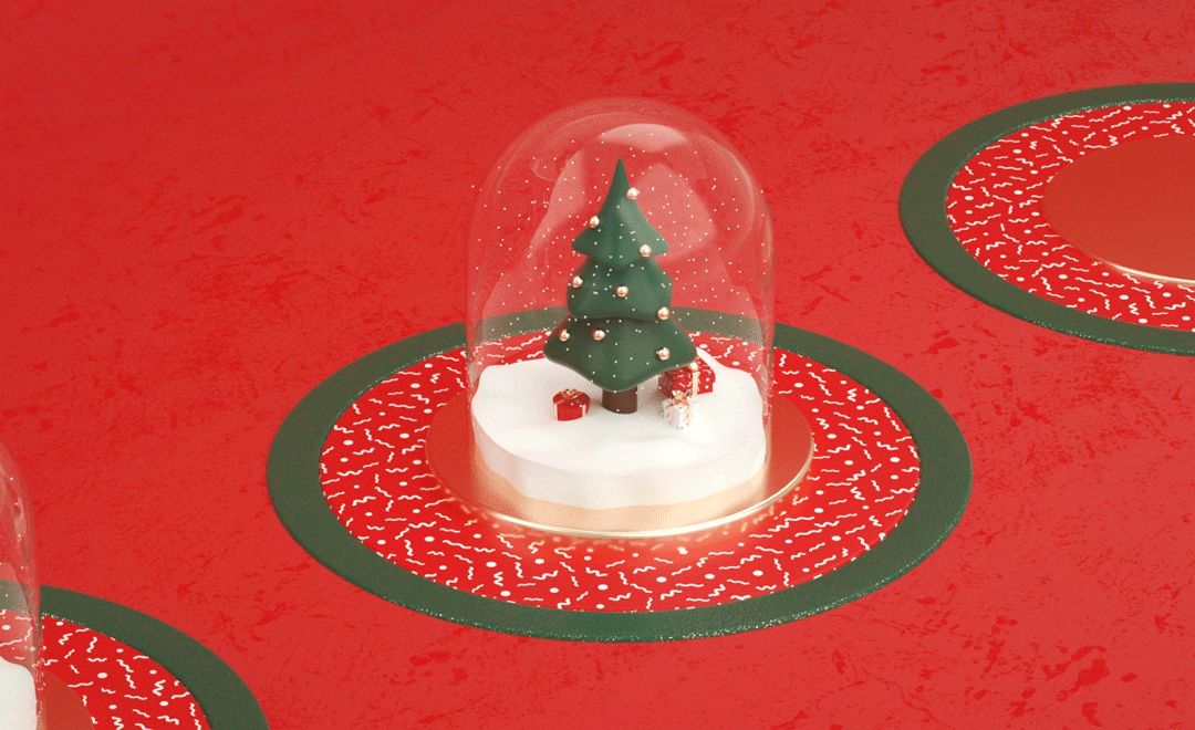 C4D+OC-圣诞树玻璃球循环翻转动画建模