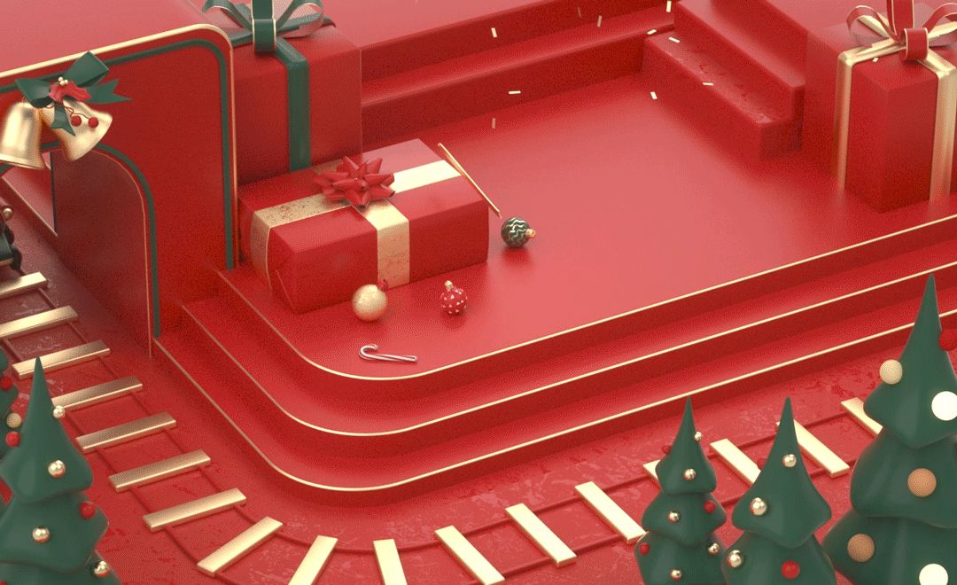 C4D+OC-圣诞小场景循环动画渲染