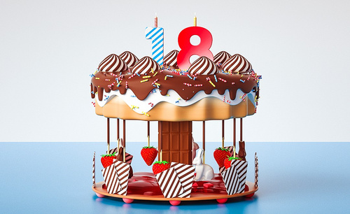 C4D+OC-生日蛋糕美陈建模渲染